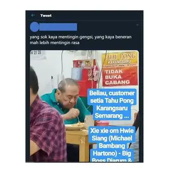Viral Bos Djarum Sekaligus Pemilik Bank BCA Makan di Warung Sederhana