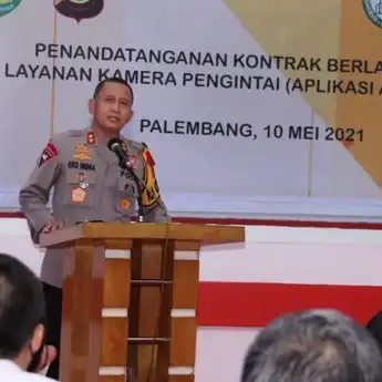 Kapolda Sumsel Hadiri Penandatanganan Kontrak Layanan Kamera Pengintai (Aplikasi Asap Digital)