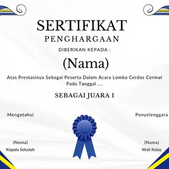 Contoh Sertifikat Penghargaan serta Fungsi dan Cara Membuatnya