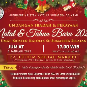 Natal Oikumene Kristen-Katolik Sumsel Akan Digelar 6 Januari 2023