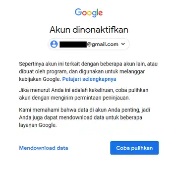 Ternyata Ini Penyebab dan Cara Mengatasi Akun Google Dinonaktifkan