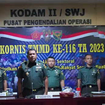 KASDAM II/SRIWIJAYA Ikuti Rakornis TMMD Ke-116 TA 2023