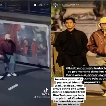 Video Diduga V BTS dan Jennie BLACKPINK Tengah Bergandengan Tangan di Paris, Viral di Medsos!