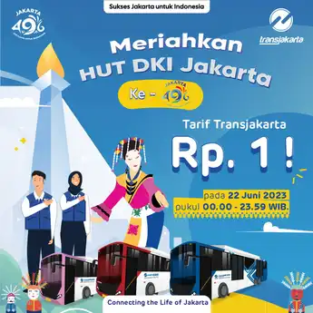 HUT DKI Jakarta ke-496, Tarif Angkutan Umum DKI Jakarta Rp 1   