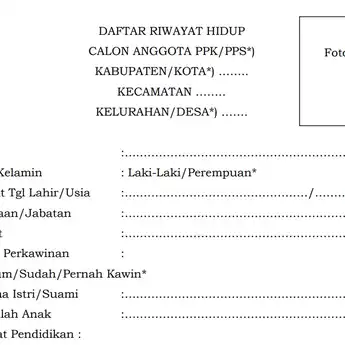 Contoh Daftar Riwayat Hidup KPPS 2024 Beserta Link Download