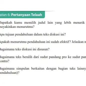 Kunci Jawaban Bahasa Indonesia Kelas 9 Halaman 130: Telaah Teks Diskusi