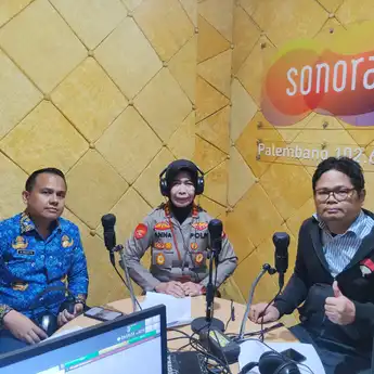  Punya E-Library, Polda Sumsel Sosialisasi di Radio Sonora Palembang
