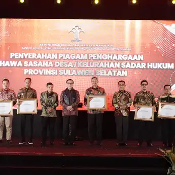 Menkumham RI Yasonna Resmikan 33 Desa dan Kelurahan Sadar Hukum di Sulawesi Selatan