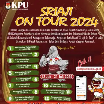 Pawai Budaya Kecamatan, KPU Sukoharjo Sosialisasikan Pilkada 2024