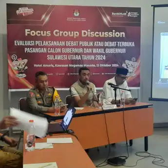 KPU Sulut Gelar FGD Evaluasi Pelaksanaan Debat Publik  Pertama Pasangan Calon Gubernur dan Wakil Gubernur Sulawesi Utara Tahun 2024