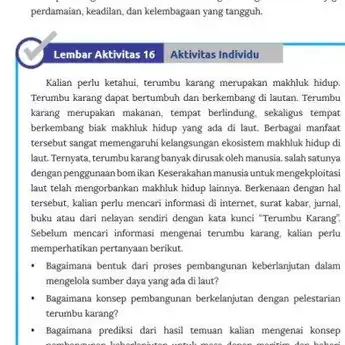 Kunci Jawaban IPS Kelas 7 Halaman 109, tentang Terumbu Karang