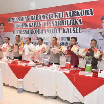 Polda Kalsel Gelar Pemusnahan Barang Bukti Narkoba Berbagai Jenis 