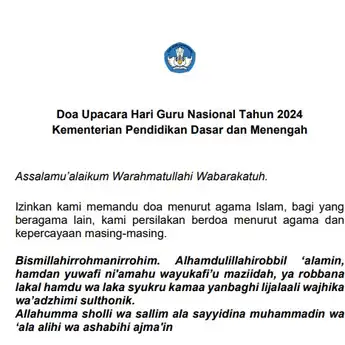 Link Unduh Doa Hari Guru 2024 PDF, Resmi dari Kemendikdasmen