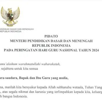 Link PDF Pidato Menteri Pendidikan Dasar dan Menengah Hari Guru 2024