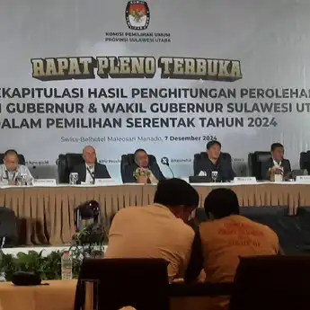 KPU Sulut Umumkan Penetapan Pilgub Sulut 2024 Berdasarkan Hasil Rekapitulasi Suara 15 Kabupaten/Kota, Berikut Hasil Perolehan Suara Paslon 1, 2 dan 3!