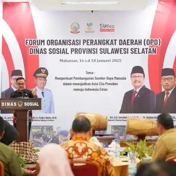 Sekjen Kemensos dan Sekda Sulsel Buka Forum OPD Dinsos se-Sulsel, Apresiasi Mitigasi Bencana Terbaik