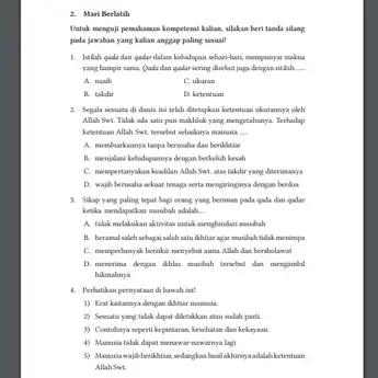 Soal dan Kunci Jawaban Agama Kelas 9 Halaman 190 Kurikulum Merdeka