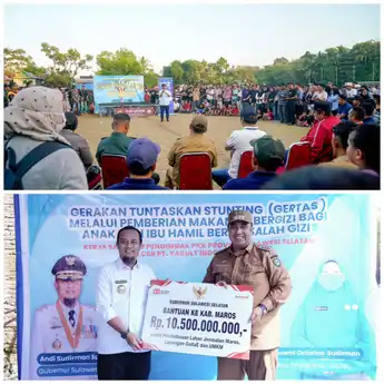 Gubernur Sulsel Serahkan Rp10,5 Miliar untuk Infrastruktur dan Penanganan Stunting di Maros