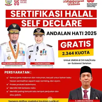 UMKM Sulsel Dapat Sertifikasi Halal Gratis Lewat Skema Self Declare