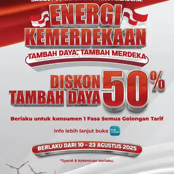 PLN Hadirkan Diskon Tambah Daya 50% Sambut HUT ke-80 RI