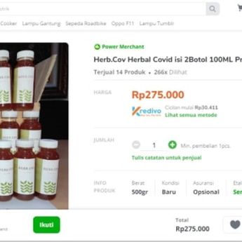 Obat Covid-19 Hadi Pranoto Dijual Online di E-commerce Seharga Rp 275 Ribu