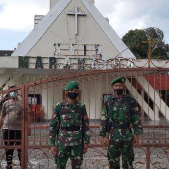 Ciptakan Rasa Aman Saat Paskah, Prajurit Korem 045/Garuda Jaya Disebar ke Sejumlah Gereja