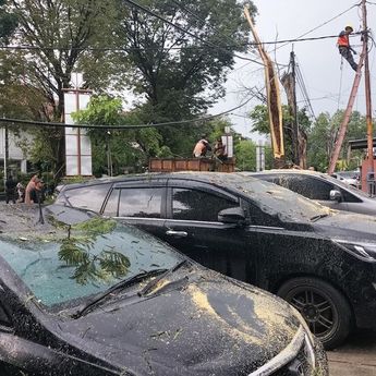 Ditinggal Pesan Makan, 3 Mobil Tertimpa Pohon Tumbang di Manahan Solo