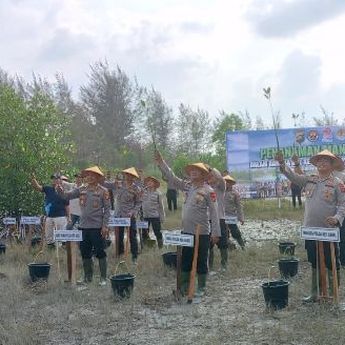 Humas Polda Babel Melakukan Penanaman Mangrove Dalam Rangka HUT ke 72 Humas Polri Tahun 2023