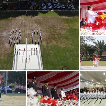 Formasi Angka 80 Hiasi Upacara Penurunan Bendera, Wabup Bangka Tengah Serukan Semangat Juang Tanpa Batas