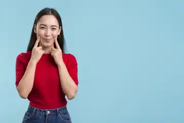Ilustrasi wanita memegang pipi
