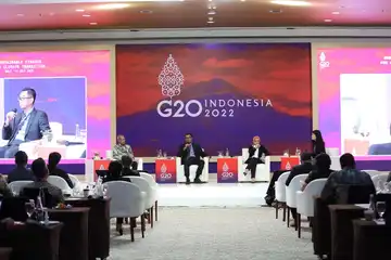 Diskusi Sustainable Finance For Climate Transition Roundtable di Bali pada Kamis (14/7).