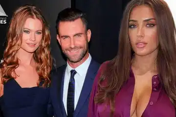 Kolase Adam Levin bersama Behati Prinsloo dan Sumner Stroh.
