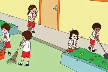 Ilustrasi contoh kegiatan gotong royong di sekolah
