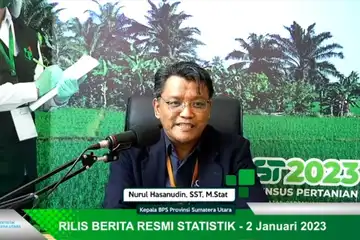 Kepala BPS Sumut Nurul Hasanudin melalui kanal youtube resmi BPS, Senin (2/1/2023).