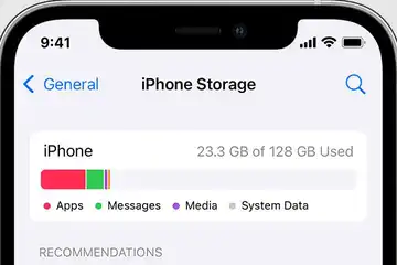 Ilustrasi cara menghapus data sistem di iPhone.