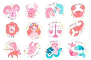 Ilustrasi nama-nama zodiak dan jodohnya.