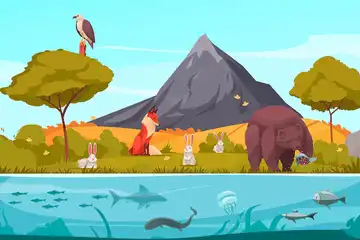 Ilustrasi nama-nama anak hewan dalam bahasa Inggris dan artinya.