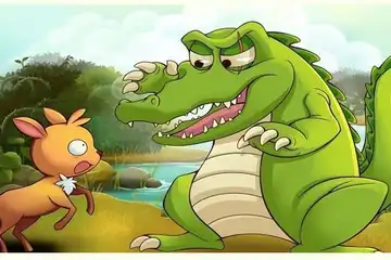 Ilustrasi dongeng Kancil dan Buaya