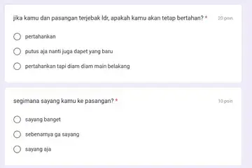 Link ujian kesetiaan via Google Forms yang bisa kesetiaan Anda dan pasangan. Dilengkapi dengan tutorial mengisinya!