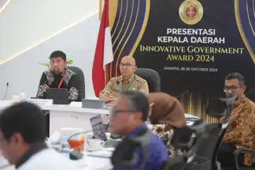 Pjs Wali Kota Makassar, Andi Arwin Azis memperkenalkan dua inovasi Pemkot Makassar pada IGA 2024 di Jakarta.