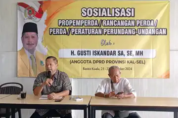 Sosialisasi Perda yang dilaksanakan Ketua Bapemperda DPRD Kalimantan Selatan, Gusti Iskandar Sukma Alamsyah