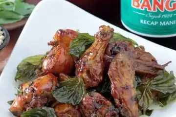 Illustrasi ayam goreng kemangi