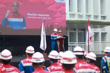 Upacara penutupan bulan K3 di lingkungan PT Kilang Pertamina Balikpapan, Jumat 7 Maret 2025