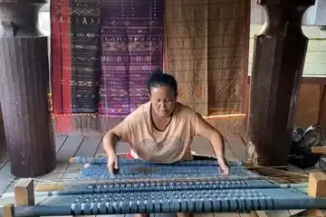 Ketua Klaster Rumoh Ulos Marlinda Yanti Panggabean yang berasal dari Tapanuli Utara, Sumatera Utara