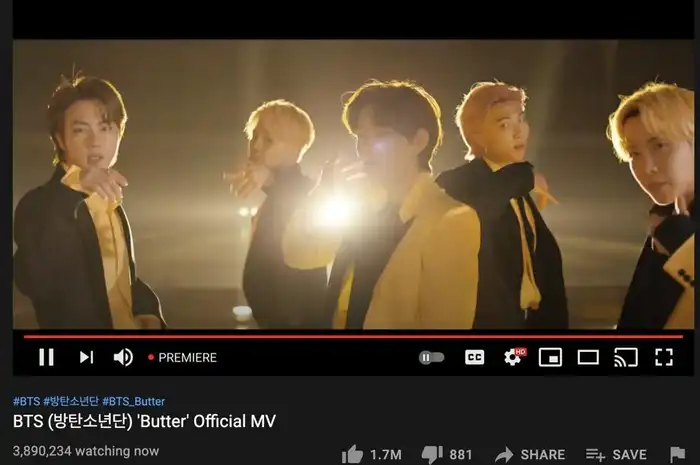 BTS Pecahkan Rekor Baru atas Perilisan Video Musiknya 'Butter' - Sonora.id