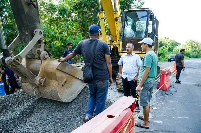 Jalan nasional di Desa Bailangu Kabupaten Muba, yang beberapa waktu lalu amblas