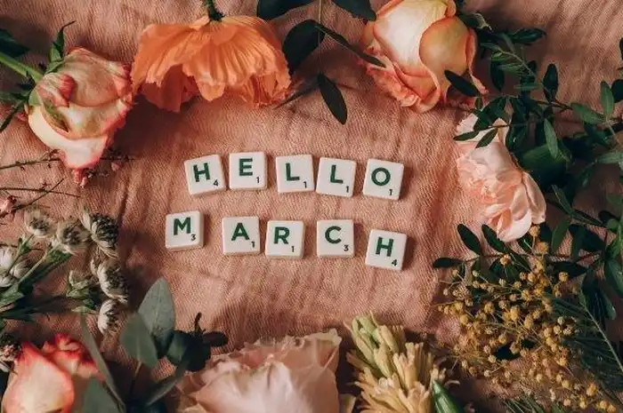 Ilustrasi ucapan selamat datang bulan Maret 2024