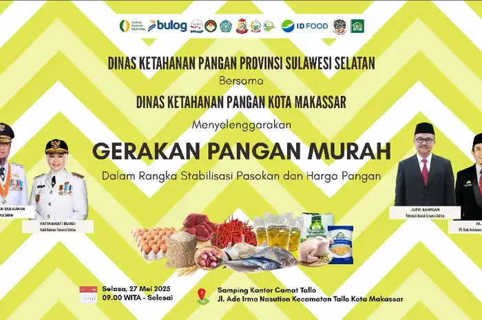 Pemprov Sulsel melalui Dinas Ketahanan Pangan (Ketapang) Sulsel menggelar Gerakan Pangan Murah (GPM) di Kecamatan Tallo, Makassar, besok, 27 Mei 2025.