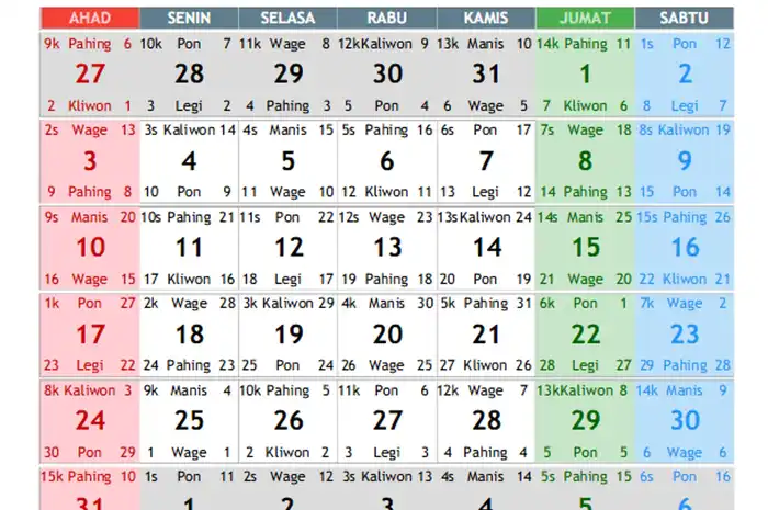 agustus 2025 kalender jawa 