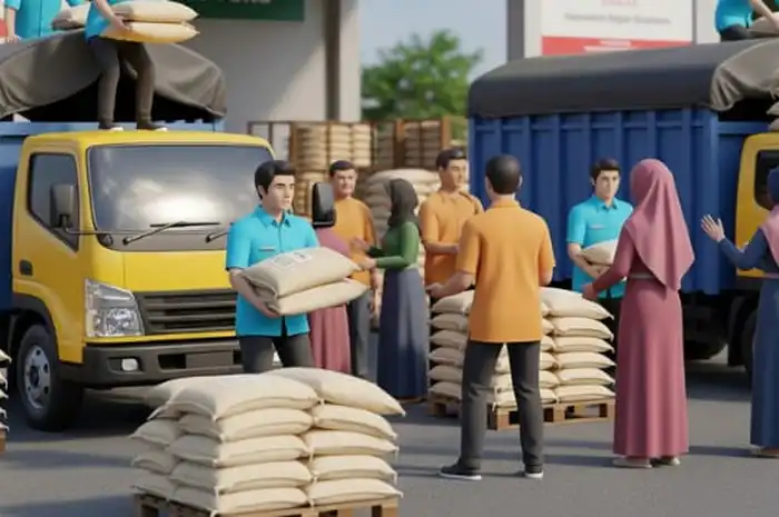 Ilustrasi bantuan beras untuk masyarakat